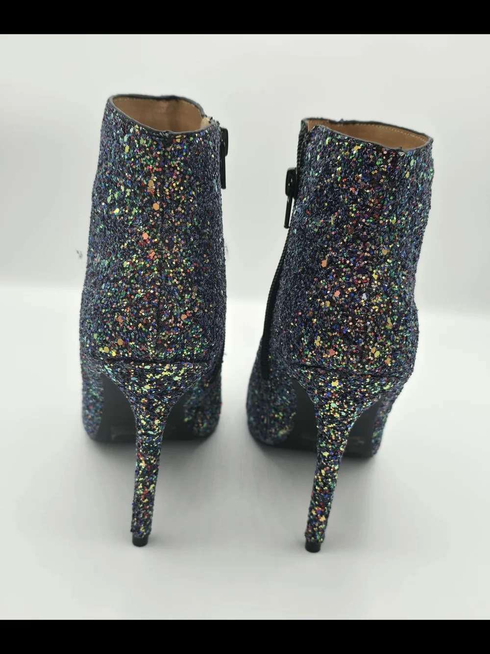 Qupid Multicolor Glitter Pointed Toe Ankle Booties